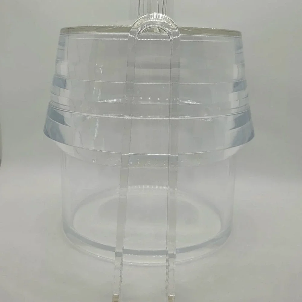 Vintage Mid Century Lucite Ice Bucket, Lid, And Tongs Arch Alfio Di Bella Italy‎